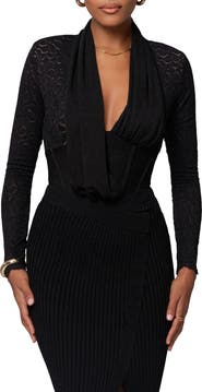 JLUXLABEL Spanish Banks Asymmetric Long Sleeve Bodysuit