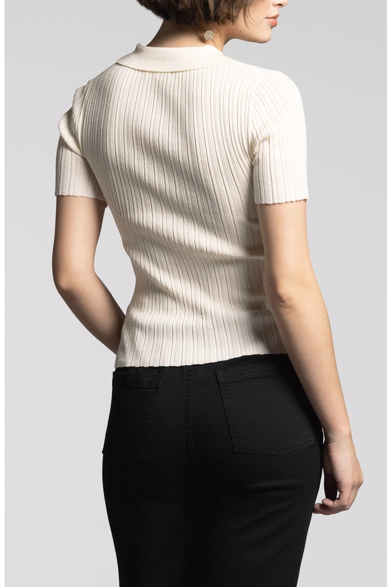 Courtney Johnny Collar Rib Top, Alternate, color, CREME