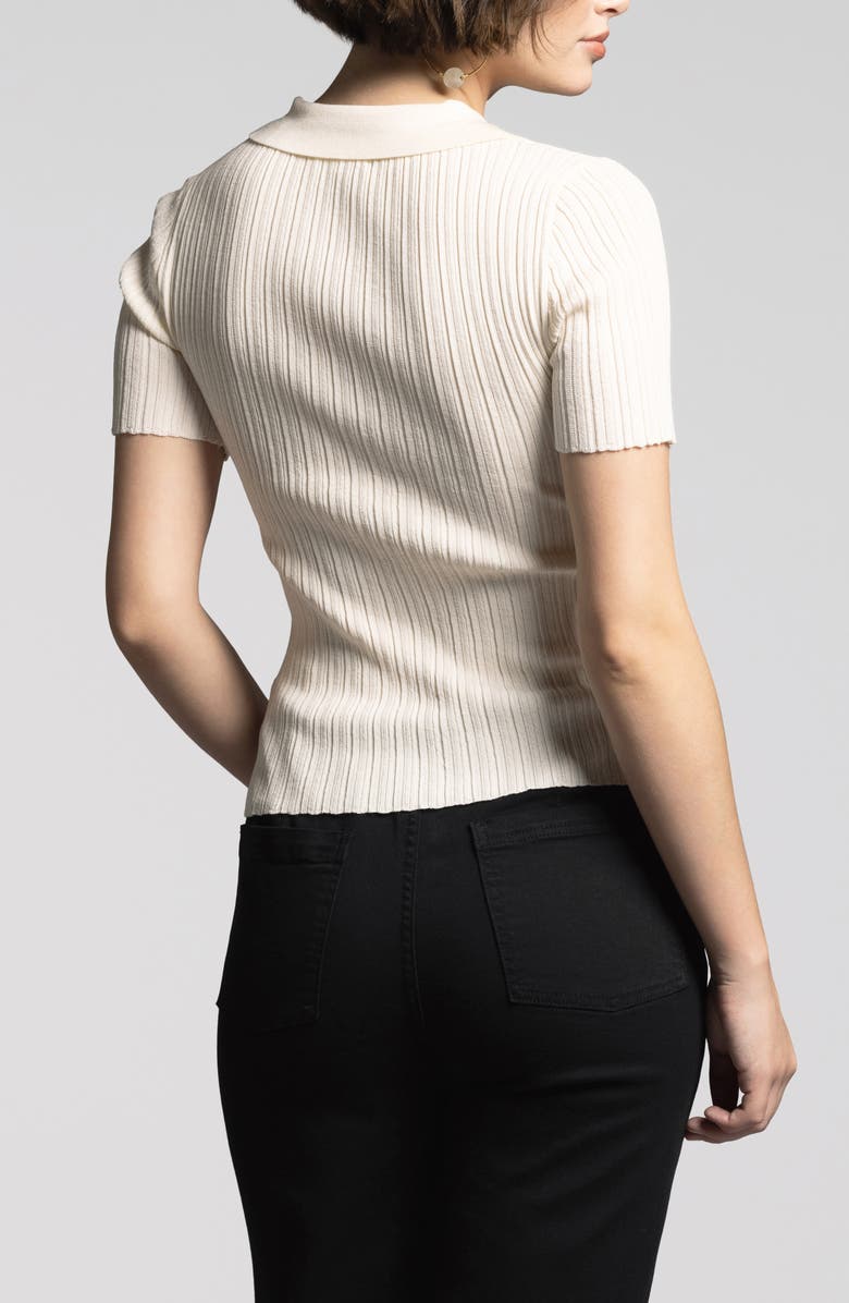 WEEKEND LOS ANGELES Courtney Johnny Collar Rib Top, Alternate, color, Creme