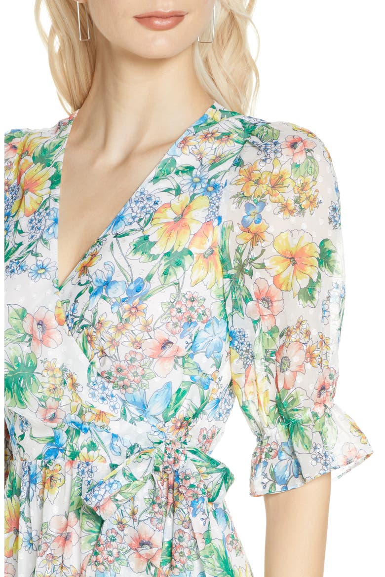 Garden Strolls Wrap Dress, Alternate, color, BOTANICAL FLORAL
