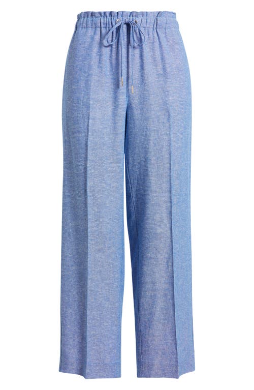 ANNE KLEIN ANNE KLEIN LINEN BLEND CROP WIDE LEG DRAWSTRING PANTS