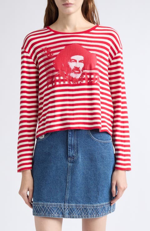 Rib Stripe Hayes Long Sleeve Cotton T-Shirt
