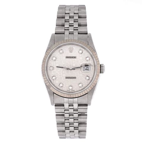 Oyster Perpetual Datejust Automatic Watch Stainless Steel and White Gold with Diamond Markers 36