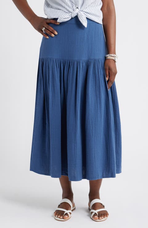 Cotton Gauze Midi Skirt