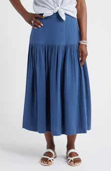 Caslon® Cotton Gauze Midi Skirt