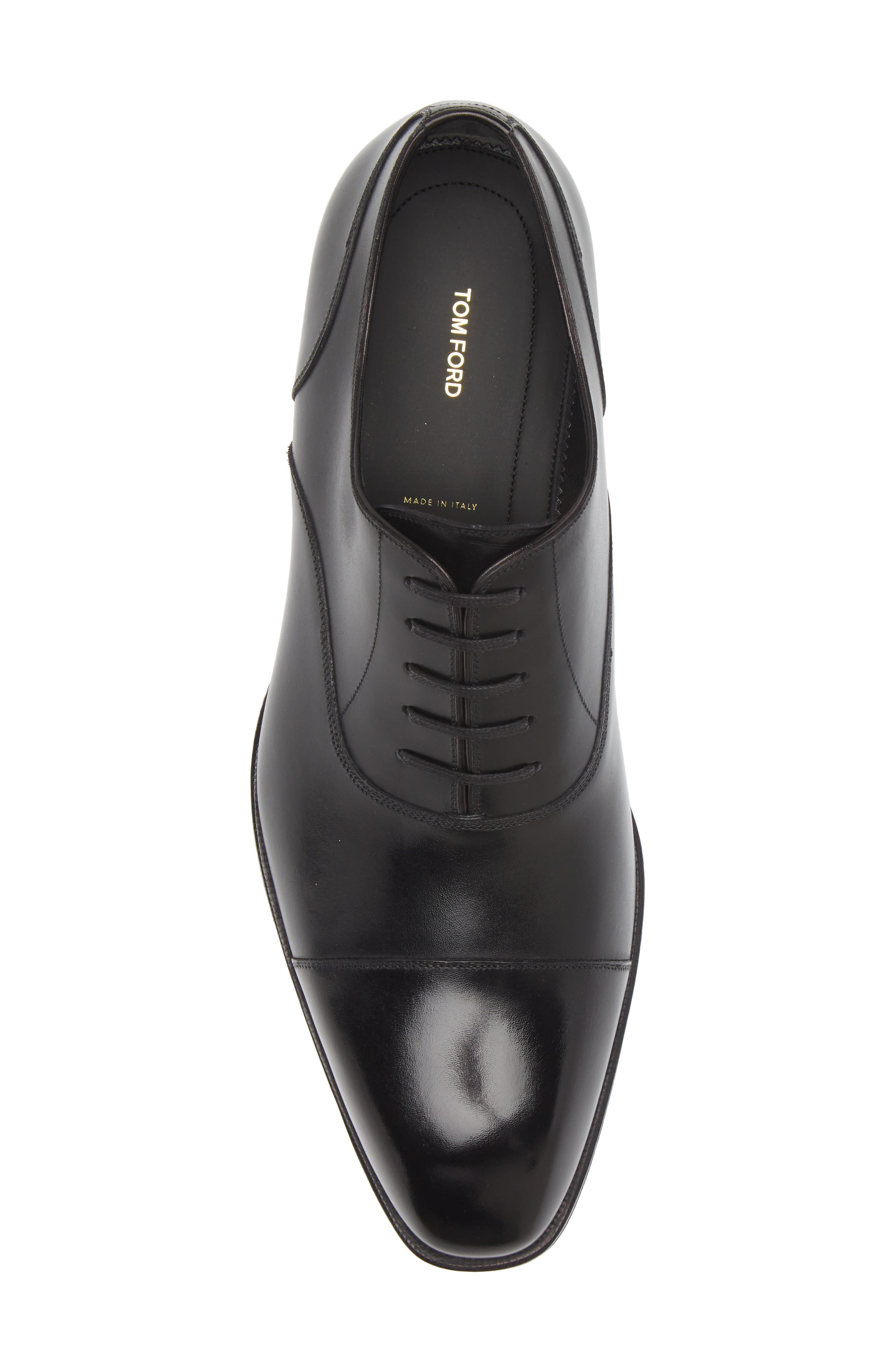 TOM FORD Elkan Burnished Leather Oxford, Alternate, color, 1N001 Black