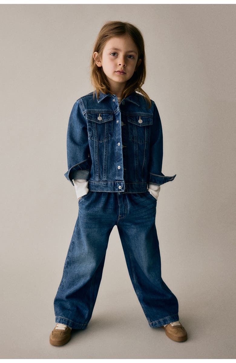 H&M Wide Leg Paper Bag Jeans, Alternate, color, Denim Blue