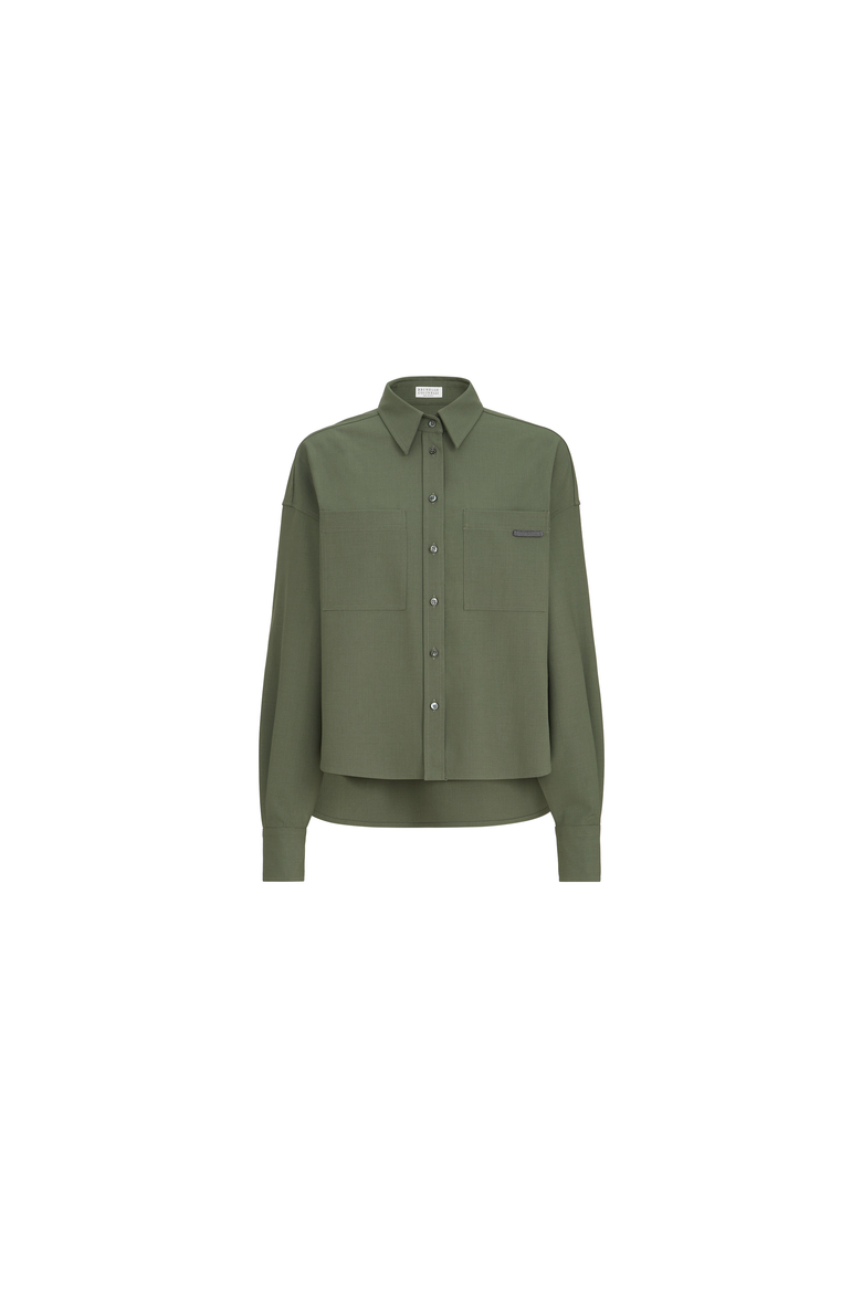 Tropical luxury wool shirt with shiny tab, Alternate, color, Green