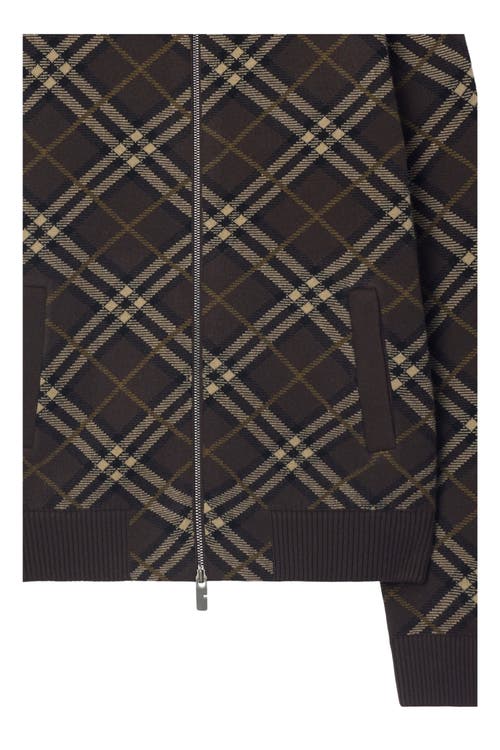 Burberry Check-pattern Wool-cashmere Blend Bomber Jacket In Brown