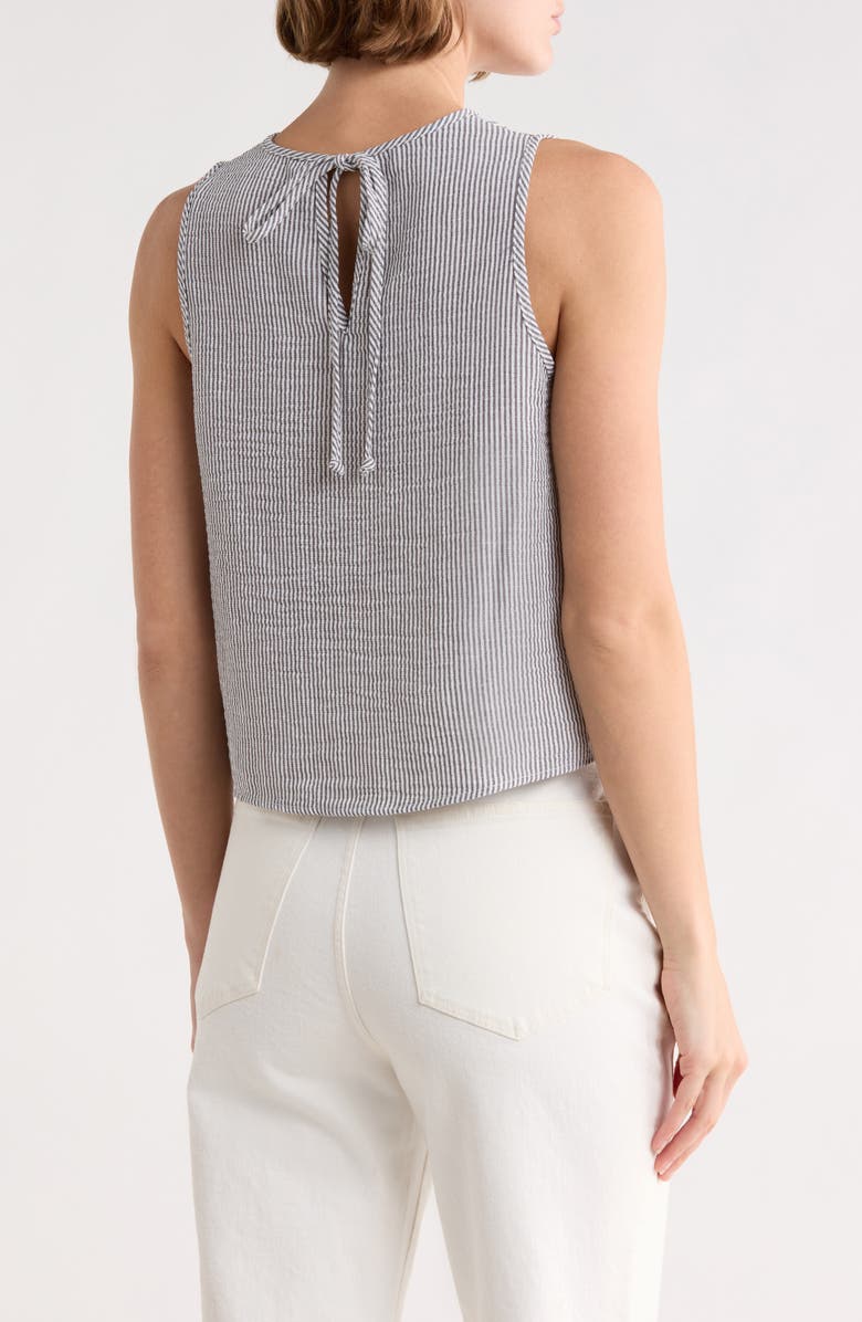 Renee C Stripe Sleeveless Cotton Top, Alternate, color, Black