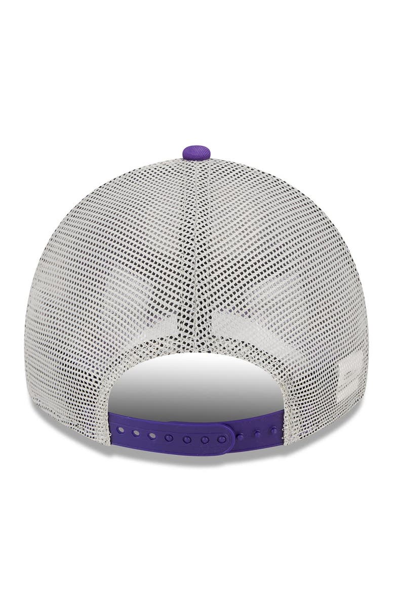 New Era Men's New Era Purple Los Angeles Lakers Rally Drive Distressed Patch 9TWENTY Trucker Adjustable Hat, Alternate, color,