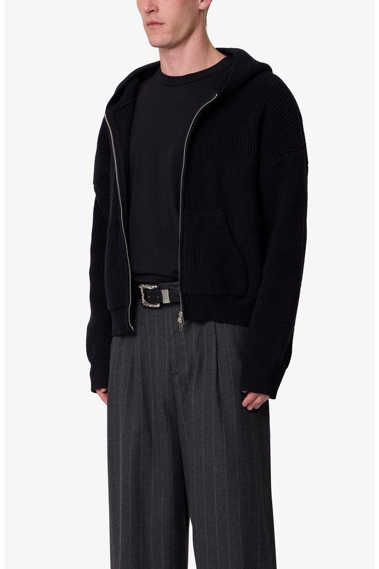 Hooded Zip Cardigan, Alternate, color, BLACK