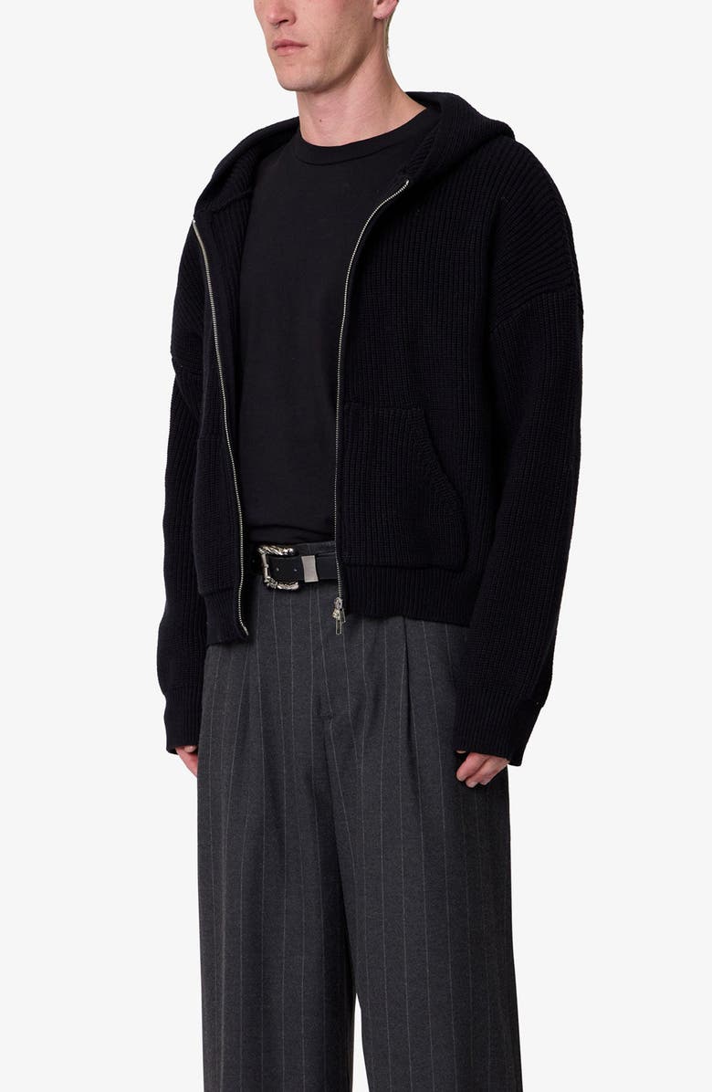 mnml Hooded Zip Cardigan, Alternate, color, Black