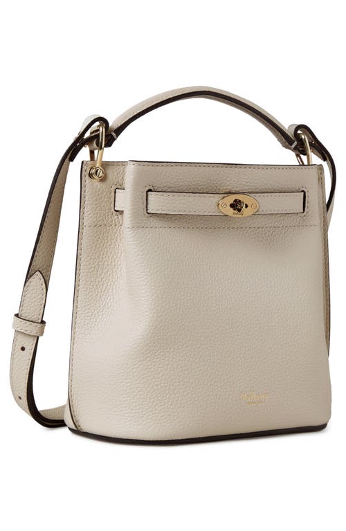 Mulberry 'islington Mini' White Bucket Bag With Turn-lock Closure And Logo In Chalk