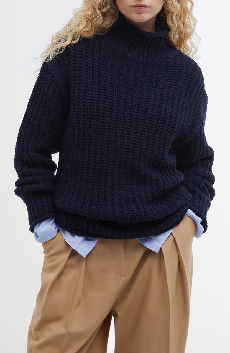 Barbour Rockcliffe Cotton & Wool Blend Sweater, Main, color, Navy