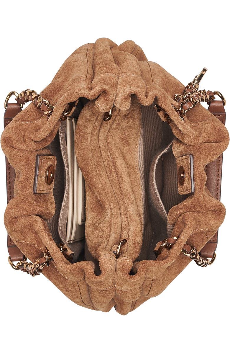 KARL LAGERFELD PARIS Amandine Suede Crossbody, Alternate, color, Cognac
