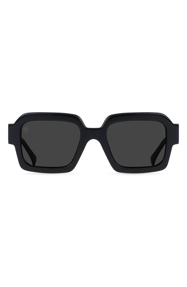 RAEN Mystiq 52mm Polarized Square Sunglasses, Main, color, Recycled Black/ Smoke Polar