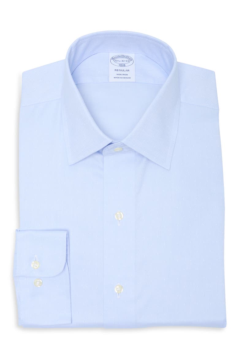 Regular Fit Non-Iron Dobby Dot Dress Shirt, Main, color, SERENITYDOT