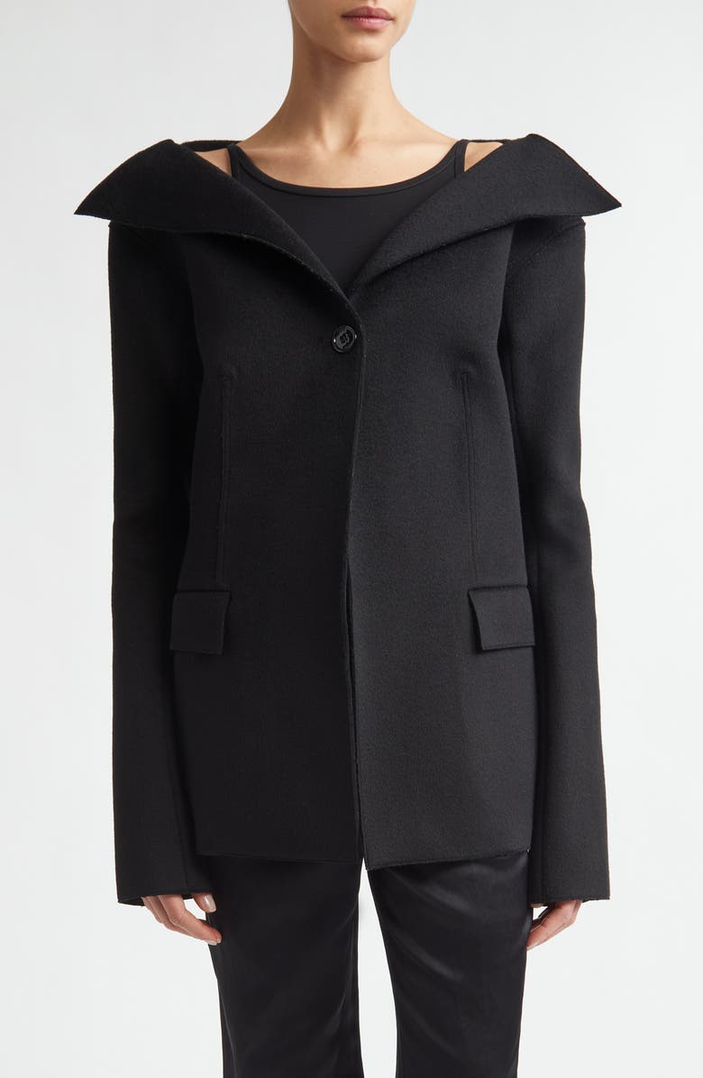 TOTEME Open Collar Wool Jacket, Main, color, Black