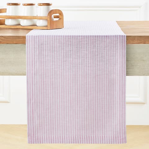 Linen Table Runner for Dining Table, Holiday and Everyday Table Decor - Narrow Stripe