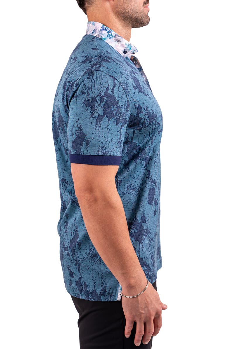 Maceoo Floral Jacquard Button-Down Polo, Alternate, color, Blue