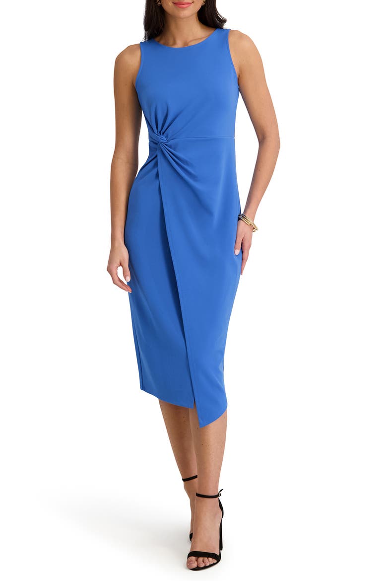 Side Knot Crepe Scuba Dress, Main, color, REGATTA