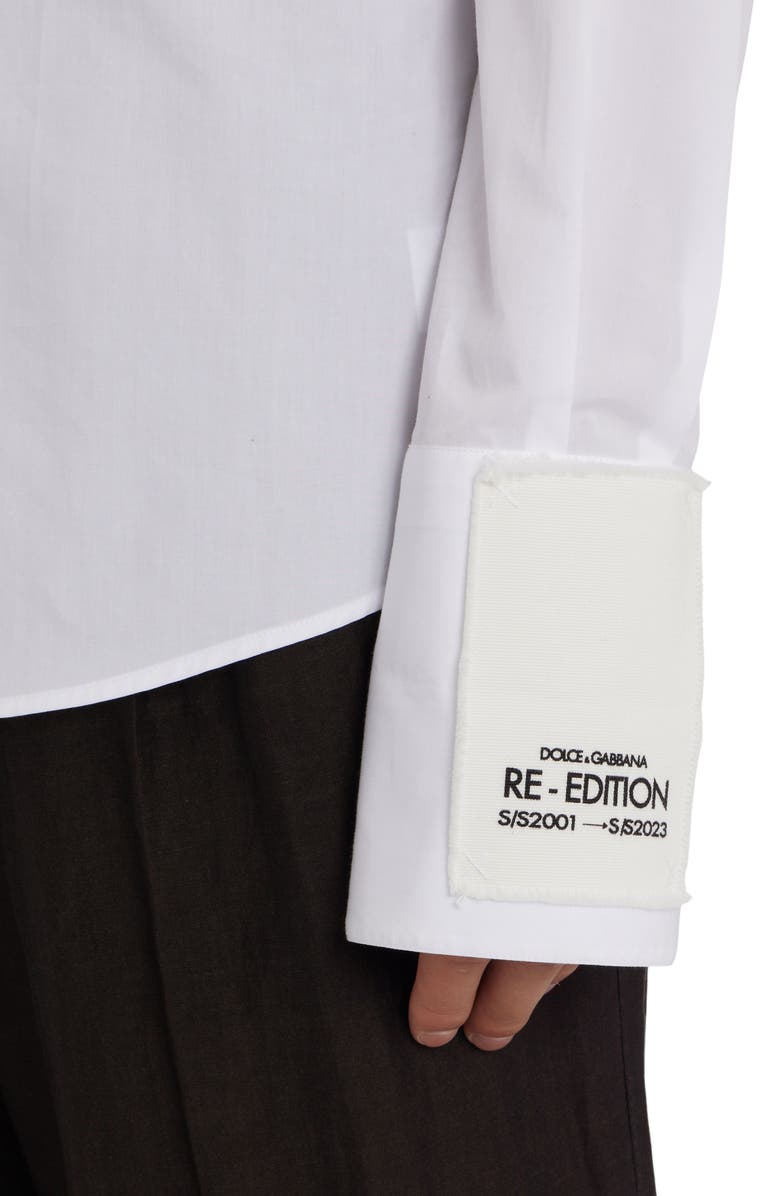 Dolce&Gabbana Cotton Poplin Tuxedo Shirt, Alternate, color, White