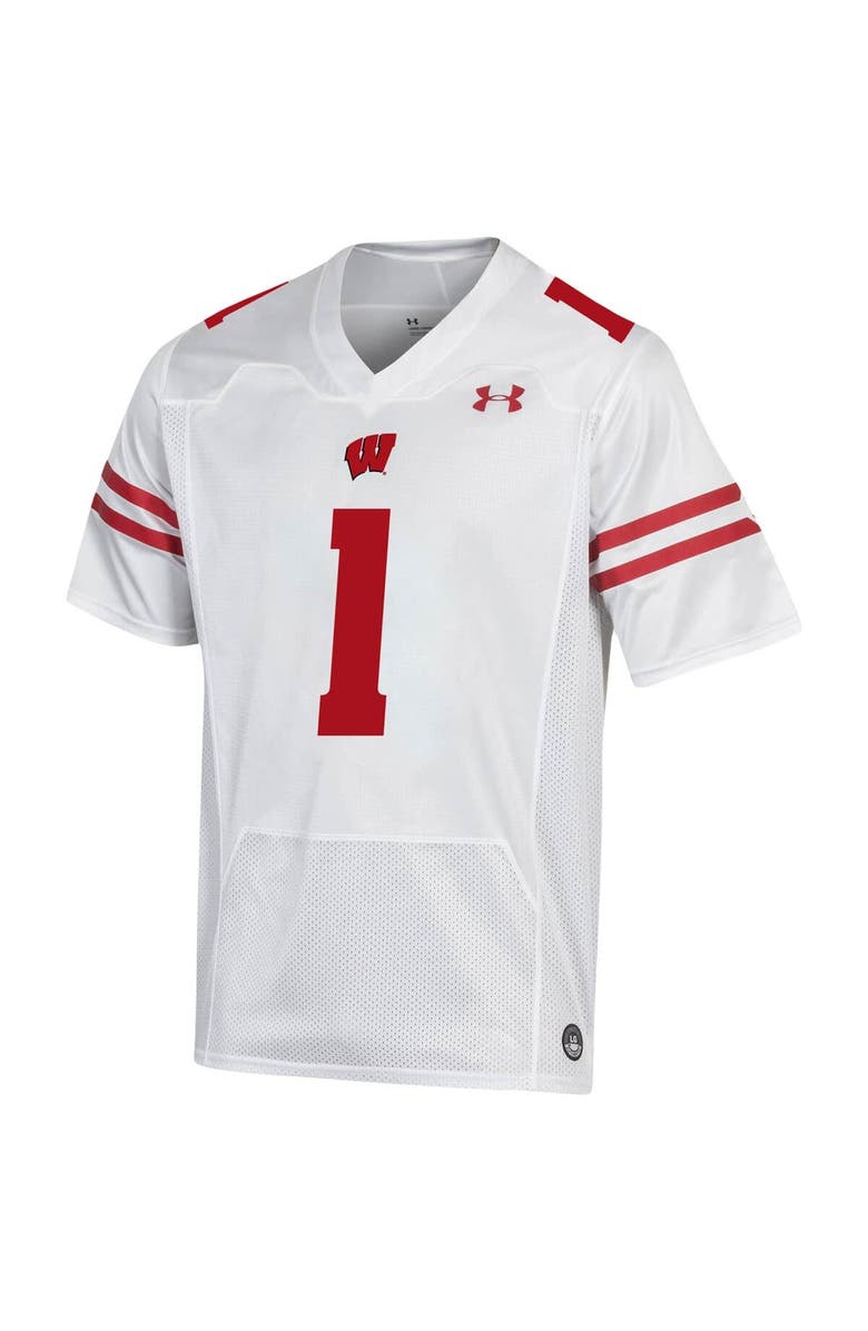 Under Armour Men's Under Armour #1 White Wisconsin Badgers Replica Football Jersey, Alternate, color, White