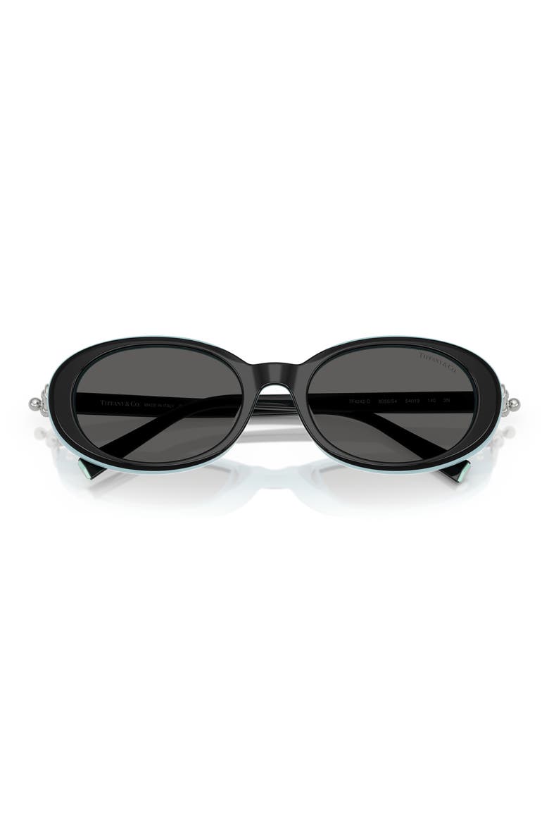 54mm Oval Sunglasses, Alternate, color, BLACK ON TIFFANY BLUE / DARK GREY