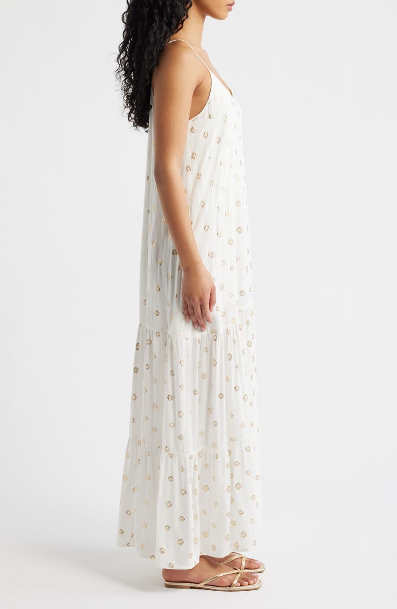 Elan Metallic Dot Cover-Up Dress, Alternate, color, White Polka