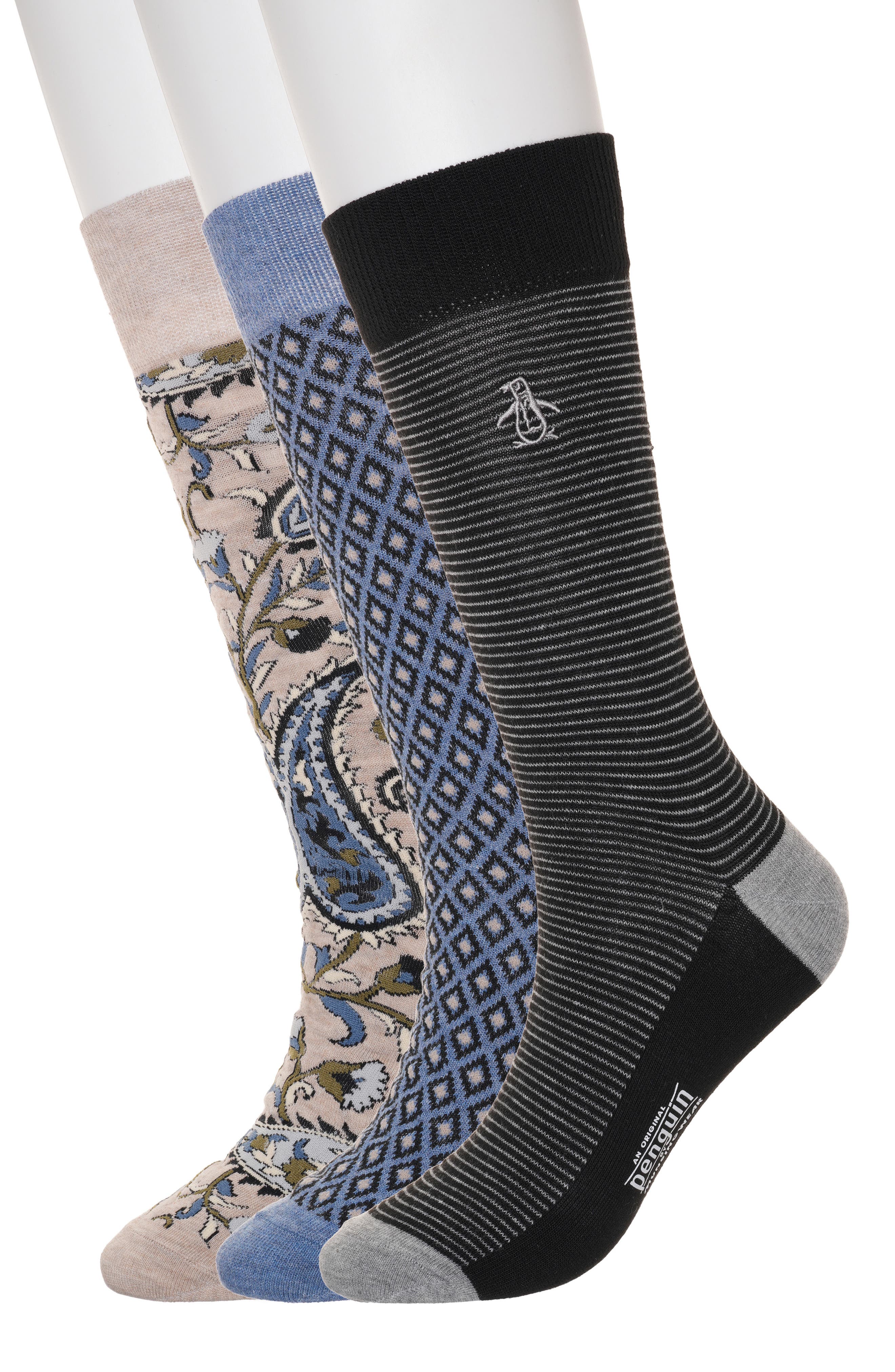 Original Penguin Delgado Stripe 3-Pack Crew Socks