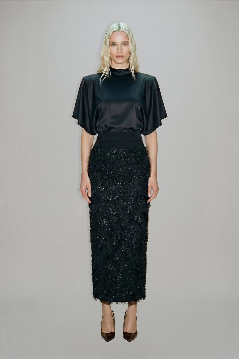Nina Fringe Skirt, Main, color, Black