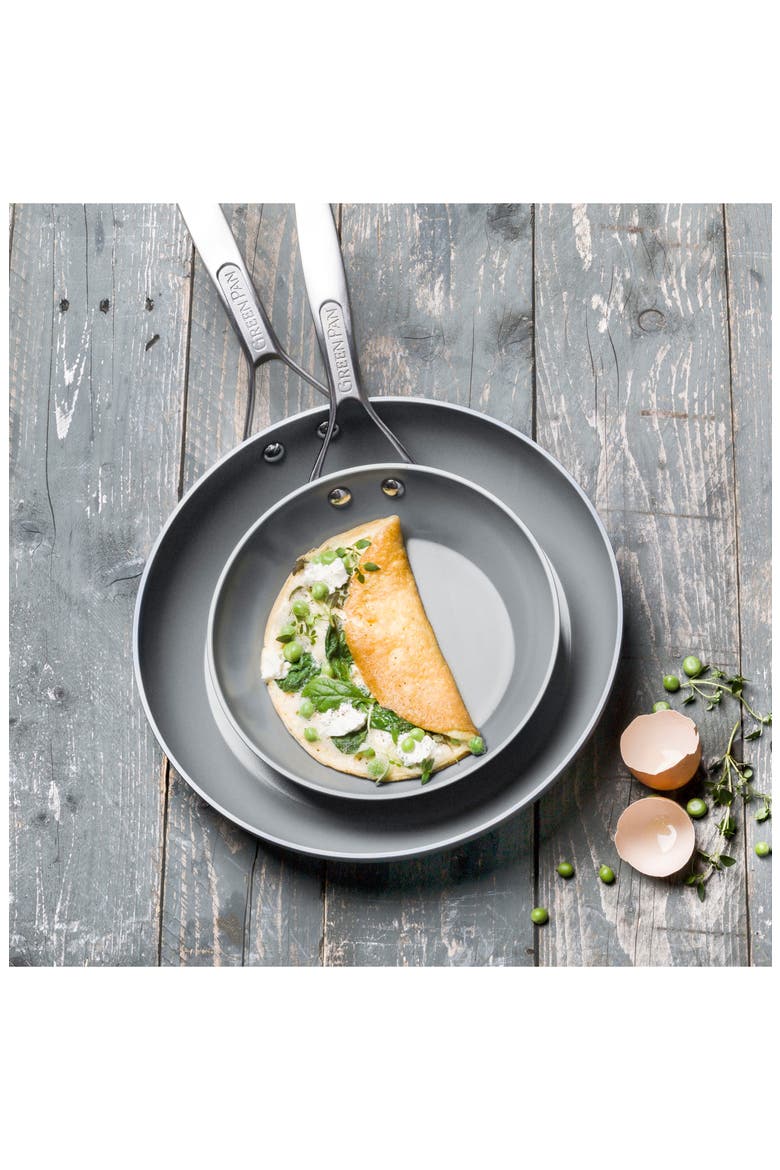 Paris 8-Inch & 10-Inch Anodized Aluminum Ceramic Nonstick Frying Pan Set, Alternate, color, GREY
