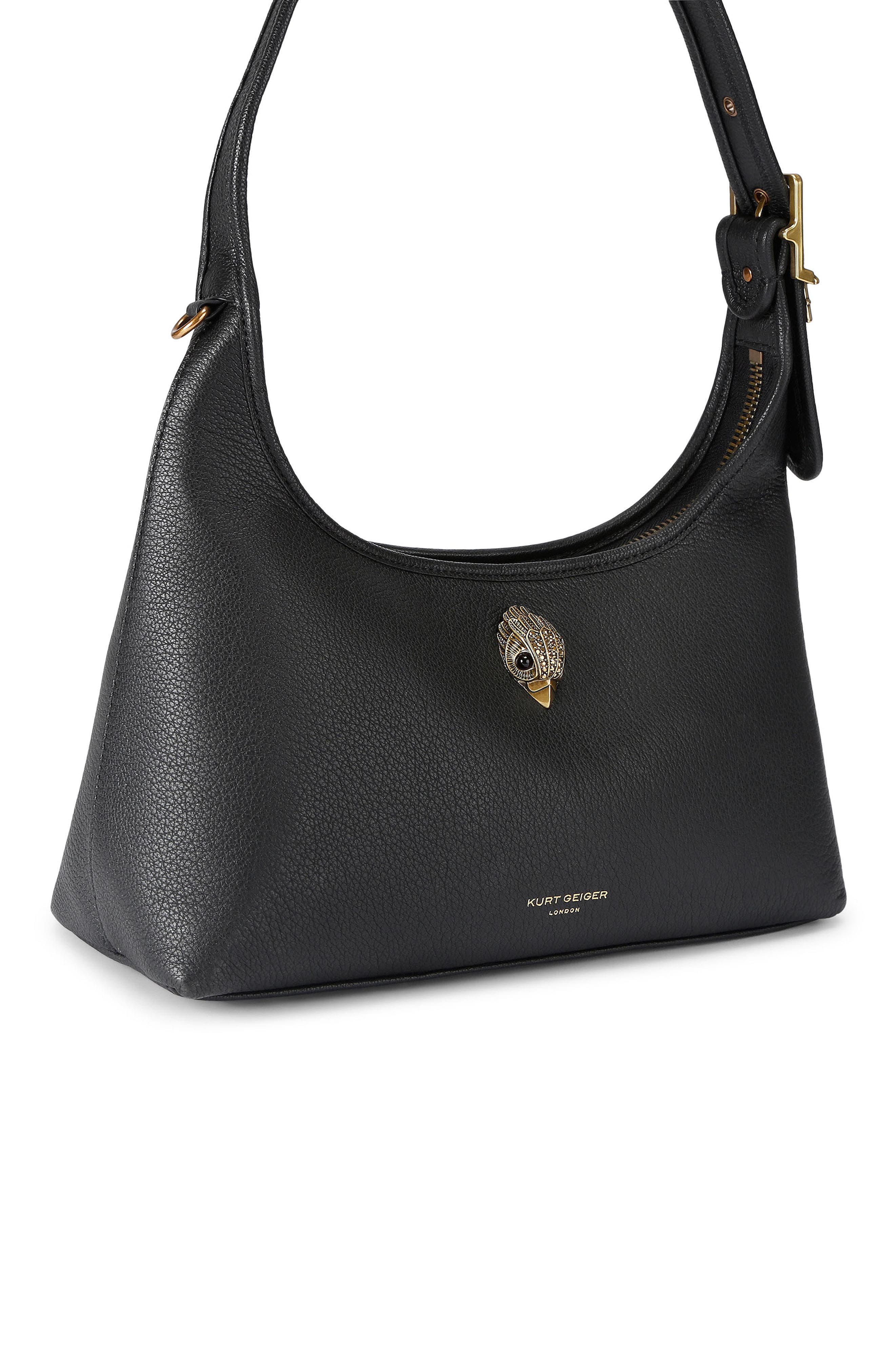 Kurt Geiger London Kurt Leather Shoulder Bag, Alternate, color, Black