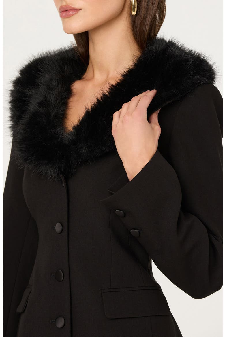 Stefani Jacket with Removable Faux Fur Collar, Alternate, color, BLACK