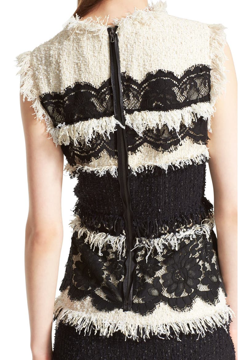 Tweed & Lace Sleeveless Dress, Alternate, color, IVORY/ BLACK