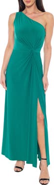 Marina One-Shoulder Front Twist A-Line Gown