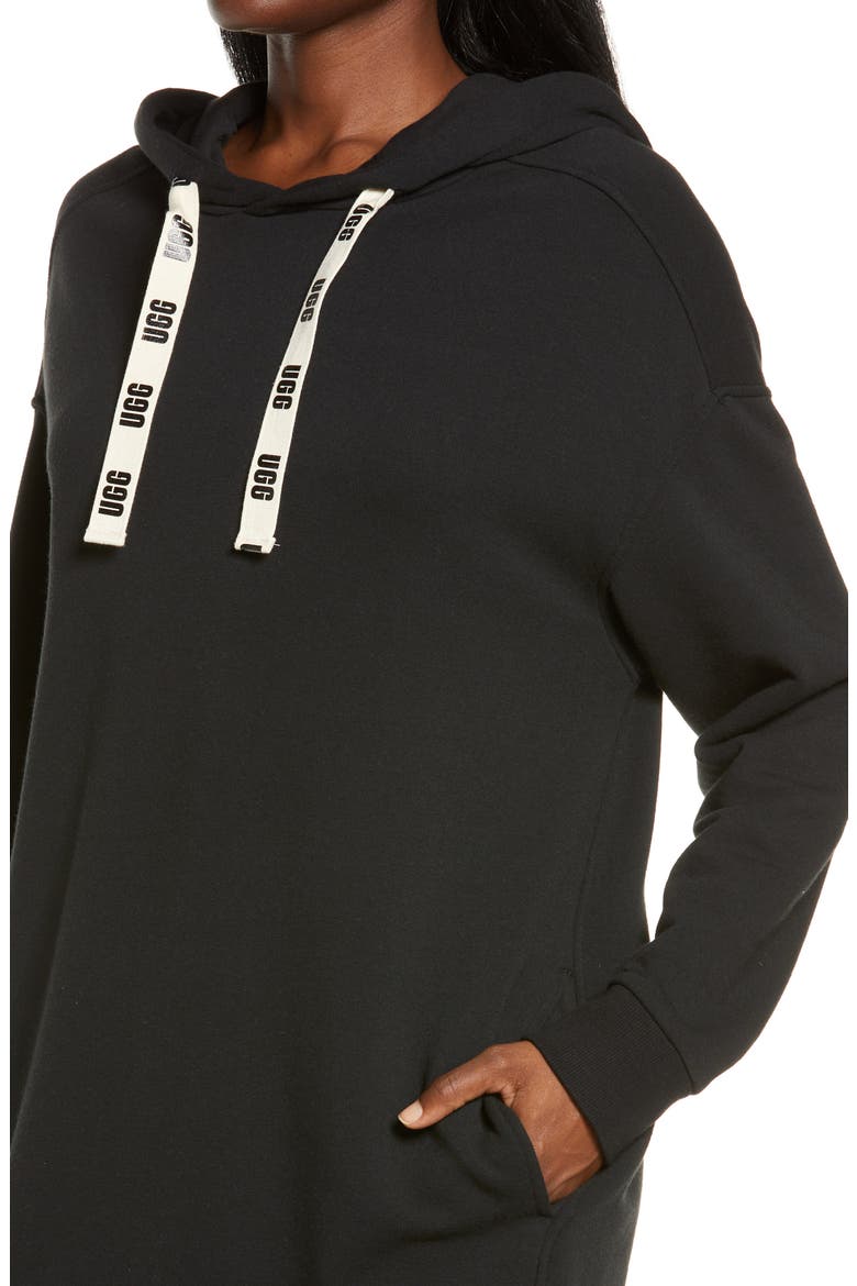 Aderlyn Fleece Lounge Hoodie Dress, Alternate, color, BLACK