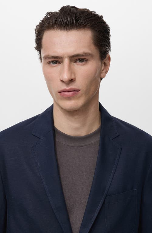 Mango Slim Fit Lyocell & Linen Suit Jacket In Black