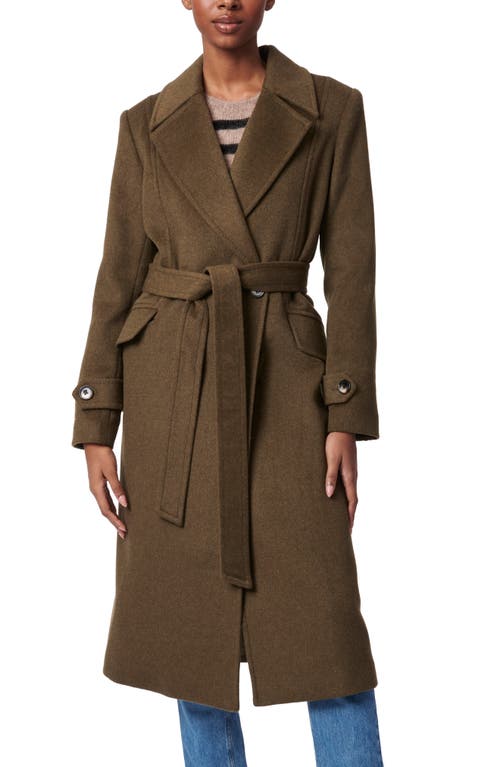 Bernardo Double Breasted Belted Coat In Olive