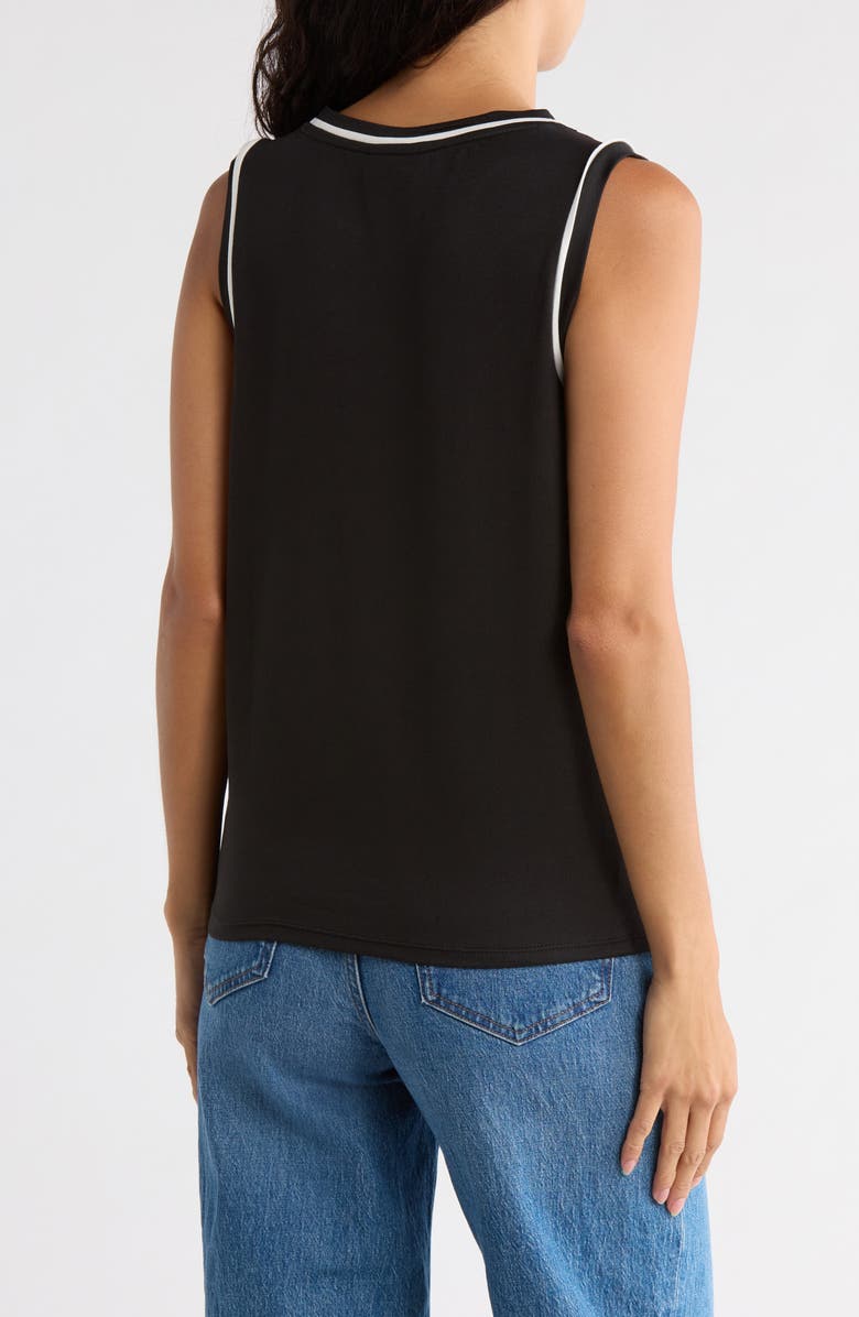 Bobeau Contrast Piped Trim Tank Top, Alternate, color, Black/ White