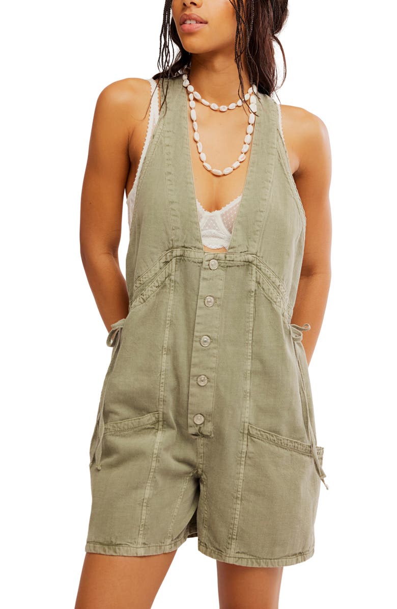 Free People Bonanza Cotton Denim Romper, Alternate, color, 