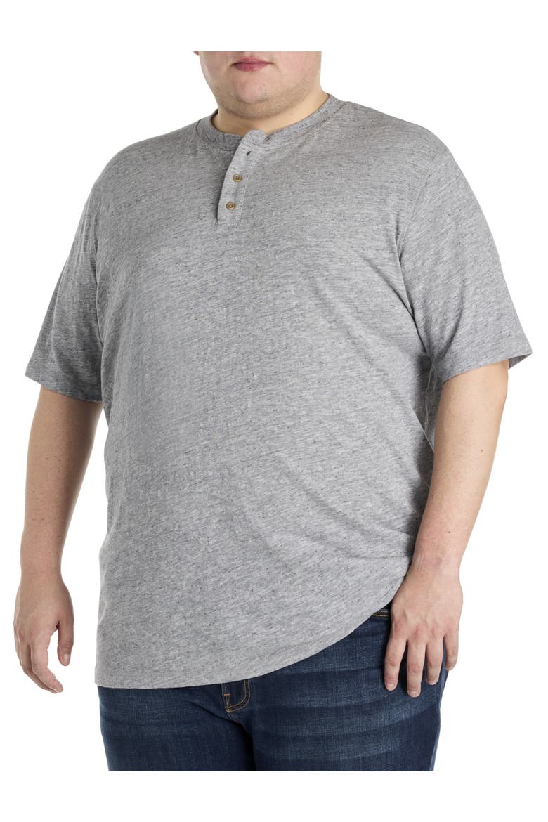 Big & Tall Linen-Blend Henley T-Shirt, Main, color, BLACKENED PEARL