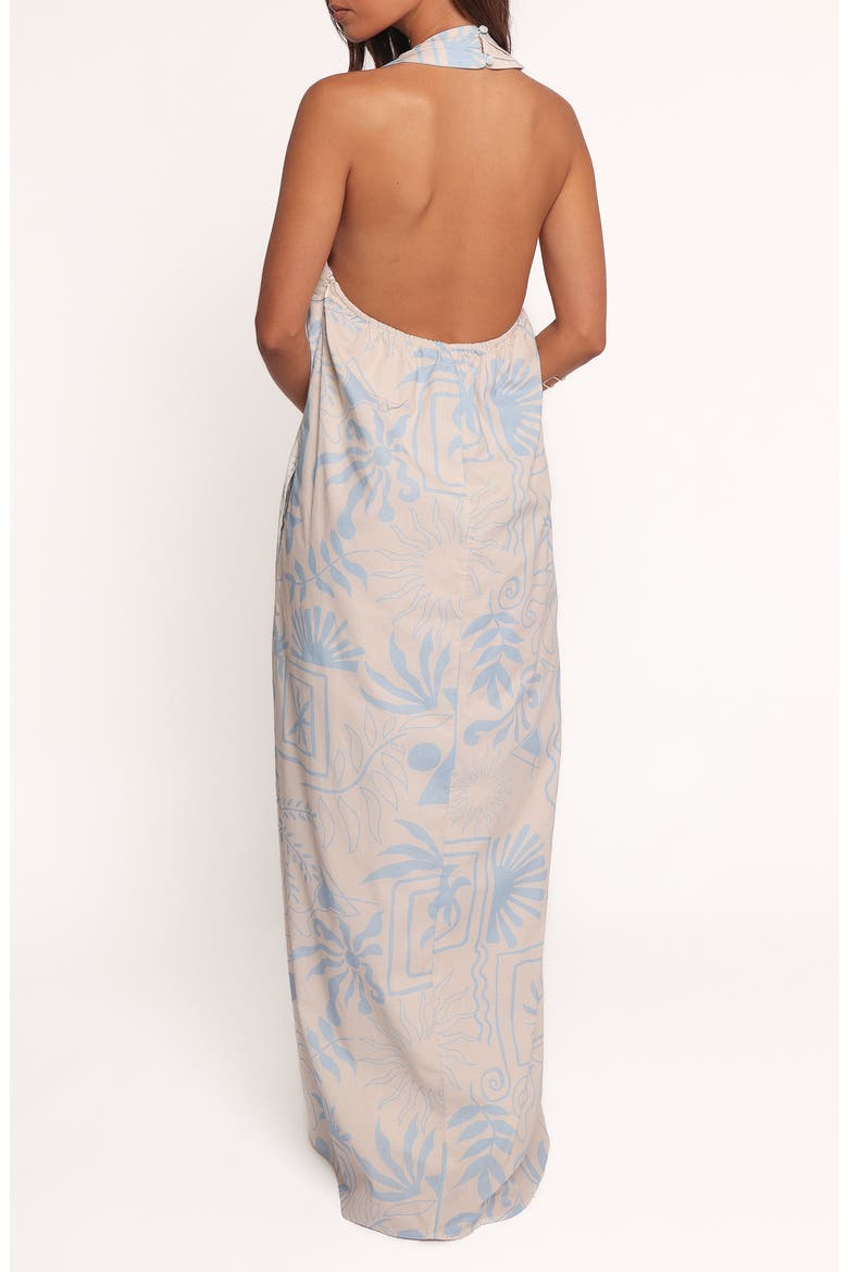 Naida Mixed Print Cotton Halter Maxi Dress, Alternate, color, BLUE SOLEIL