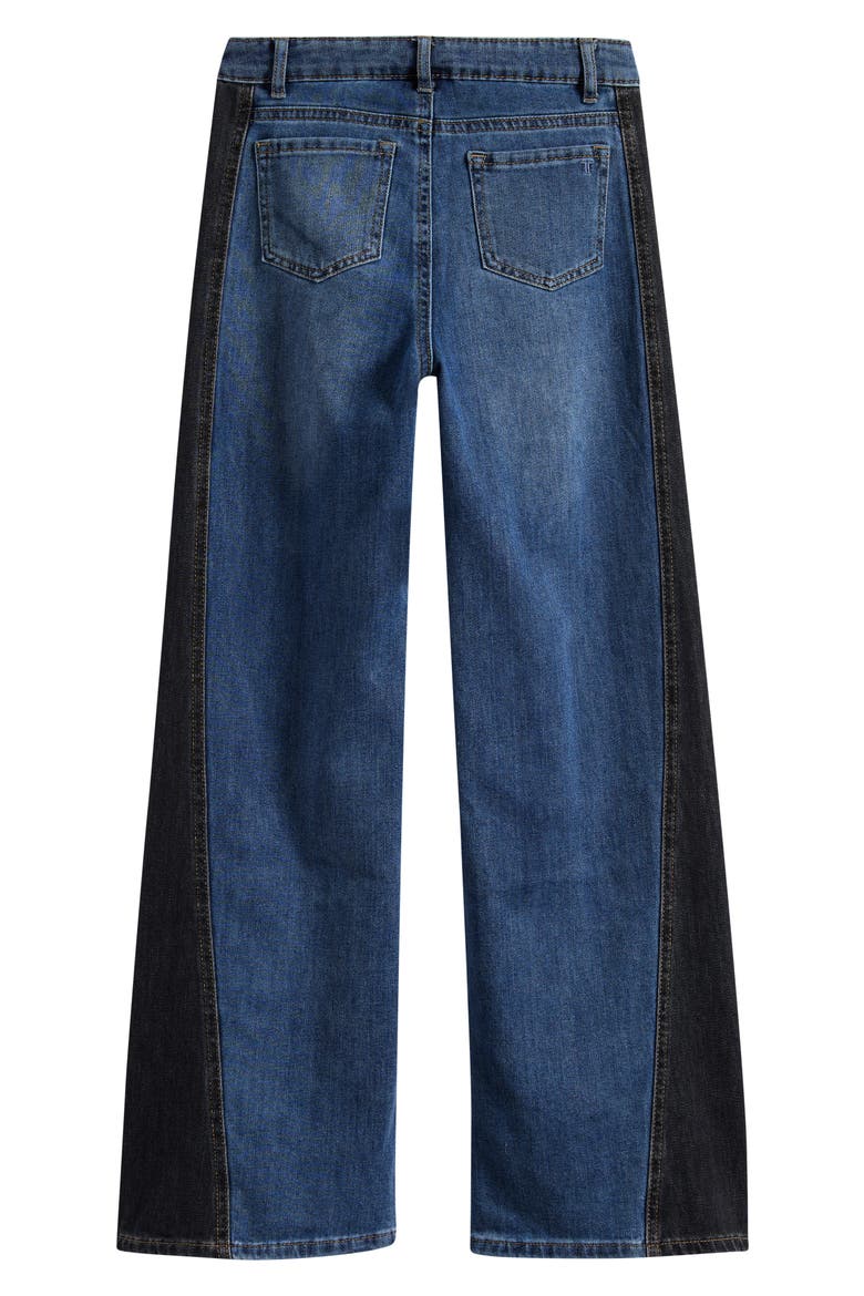 Kids' Wide Leg Contrast Panel Jeans, Alternate, color, INDIGO