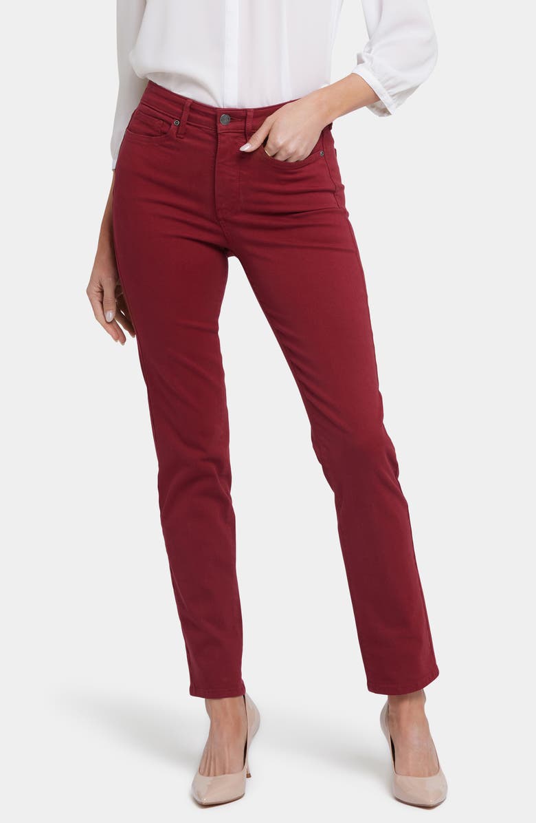 NYDJ Sheri High Waist Slim Straight Jeans, Main, color, Wild Currant