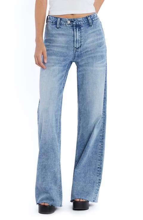 Flat Front Wide Leg Jeans