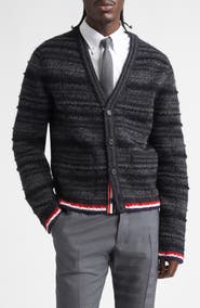 Thom Browne Tartan Check Inlay Jacquard Cardigan