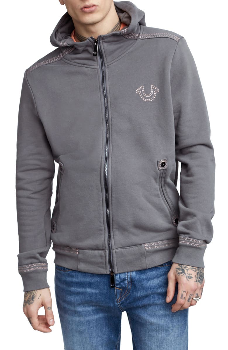 True Religion Brand Jeans Zip-Up Hoodie, Main, color,