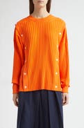 SETCHU Button Detail Rib Crewneck Sweater